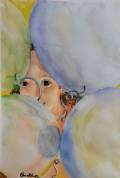 "Girl With Balloons"  Watercolor by Kate Bowditch